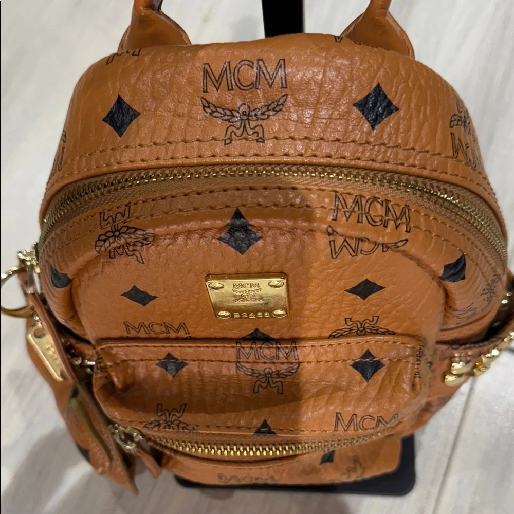 Visteos Cognac Mini Backpack with Gold Details-NWOT